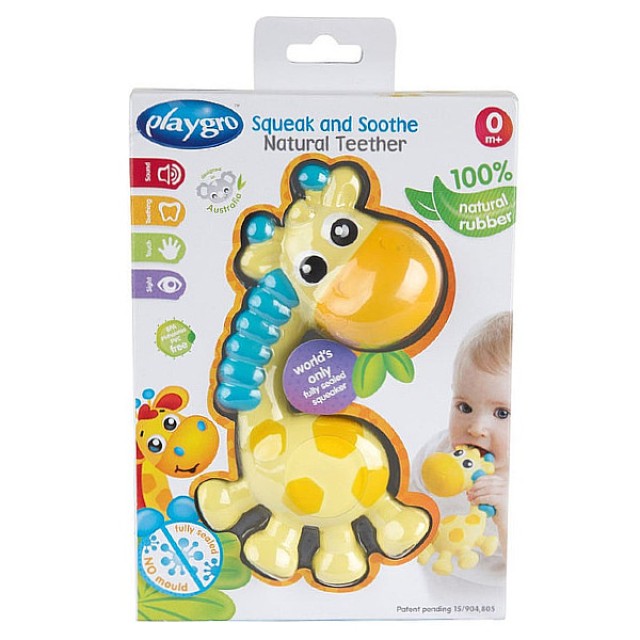 Playgro Squeak And Sooth Natural Teether 0m+ 1 τεμάχιο