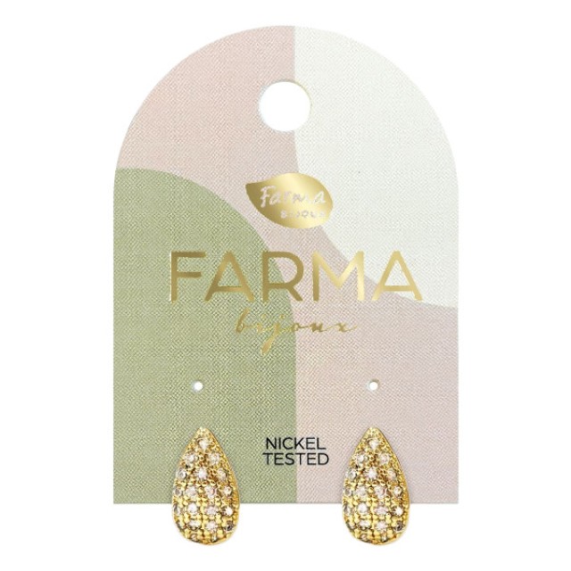 Farma Bijoux Earrings Drop Hoops with Zircon 14mm
