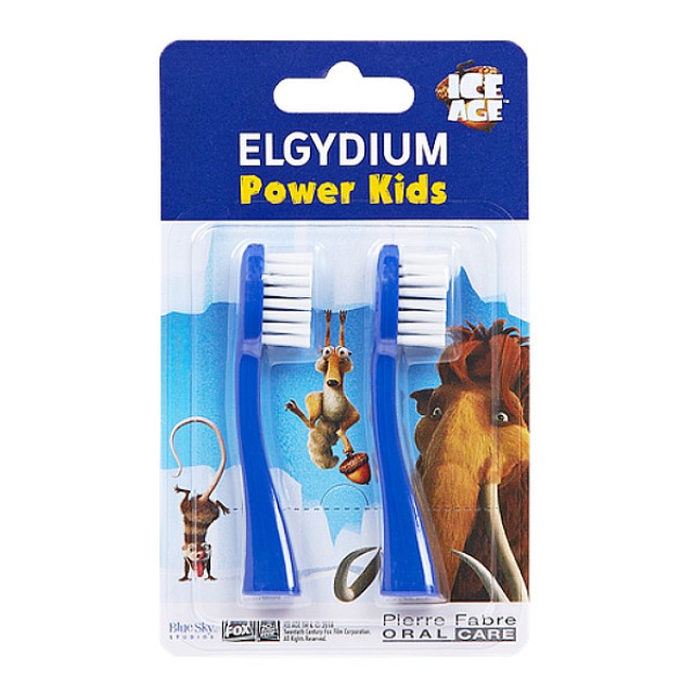 Elgydium Power Kids Ice Age Refills Ανταλλακτικά για Ηλεκτρική Οδοντόβουρτσα Μπλε 2 τεμάχια