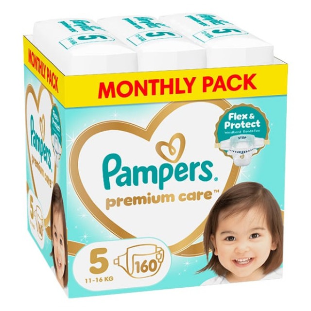 Pampers Monthly Pack Premium Care No. 5 (11-16 kg) 160 τεμάχια