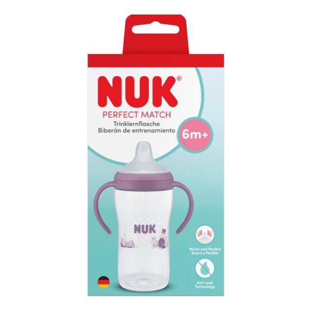 Nuk Perfect Match Learner Bottle 6m+ Purple Hippo 260ml