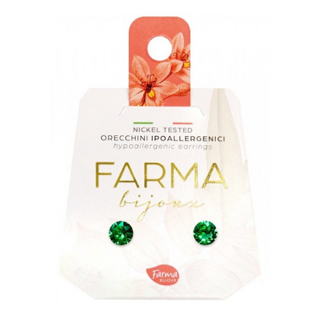 Farma Bijoux Υποαλλεγικά Σκουλαρίκια Κρύσταλλα Σμαραγδί 5.3mm