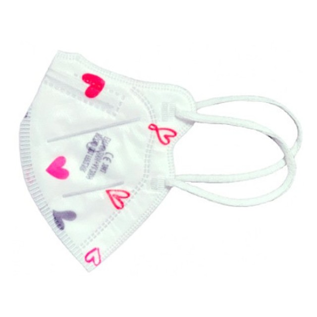 Filtering Kids Mask FFP2 Hearts 1 τεμάχιο