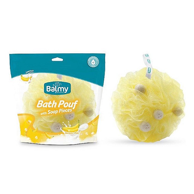 Balmy Bath Pouf με άρωμα Banana Milk 1 τεμάχιο