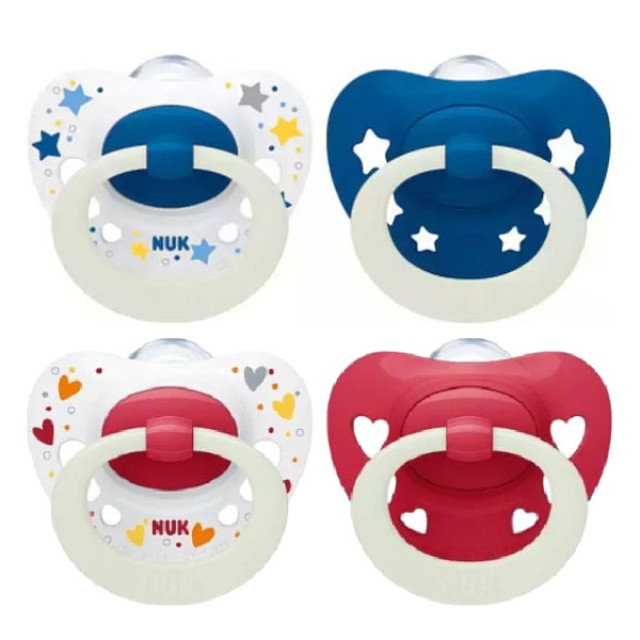 Nuk Signature Night Silicone Soother 6-18m Διάφορα Σχέδια 2 τεμάχια