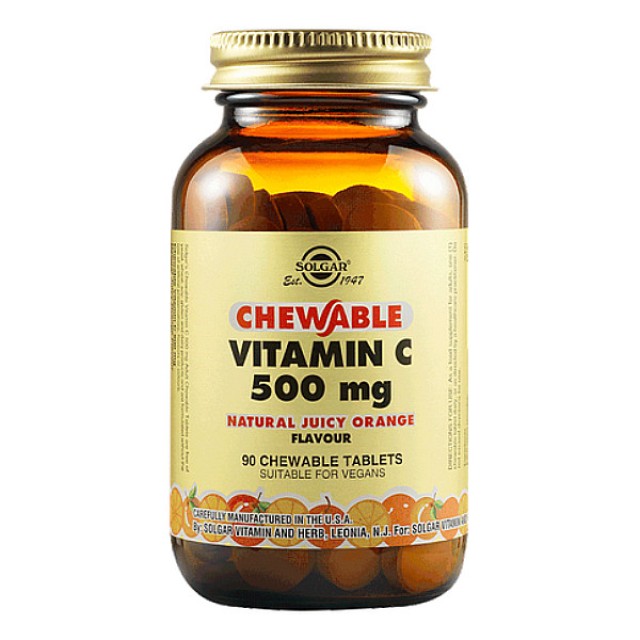 Solgar Vitamin C 500mg Orange Flavour 90 μασώμενες ταμπλέτες