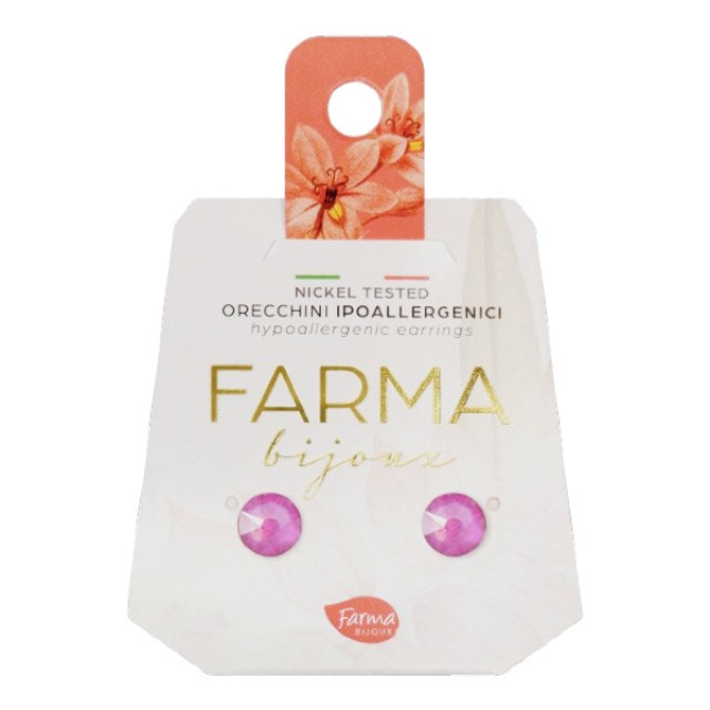 Farma Bijoux Υποαλλεγικά Σκουλαρίκια Κρύσταλλα Ροζ 6.3mm