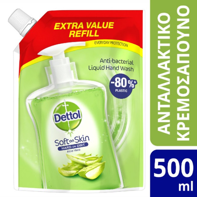 Dettol Υγρό Κρεμοσάπουνο Ανταλλακτικό σε Σακουλάκι Aloe Vera 500ml