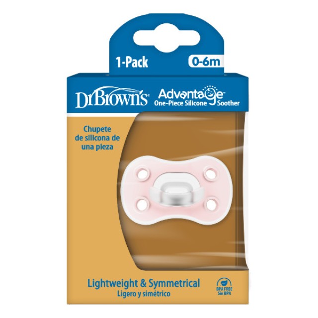 Dr. Brown's Advantage One-Pice Silicone Soother 0-6m Pink 1 τεμάχιο
