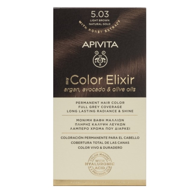 Apivita My Color Elixir Kit Ν5.03 Καστανό Ανοιχτό Φυσικό Μελί Ξανθό Χρυσό 50ml & 75ml