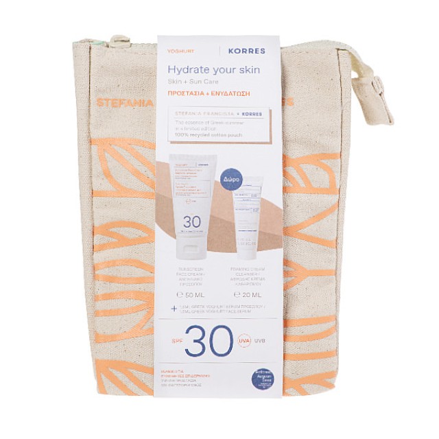 Korres Yoghurt Sunscreen Face Cream SPF30 50ml & Foaming Cream Cleanser 20ml