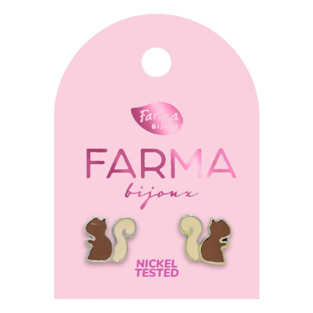 Farma Bijoux Earrings for Kids Squirrels 8mm