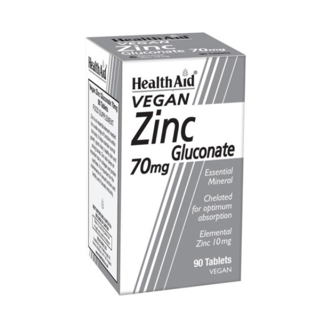 Health Aid Zinc Gluconate 70mg (10mg Elemental Zinc) 90 tablets