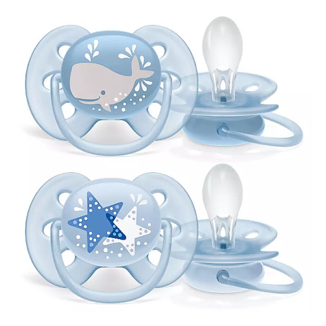 Philips Avent Ultra Soft Orthodontic Pacifier Whale-Starfish 6-18m 2 pieces