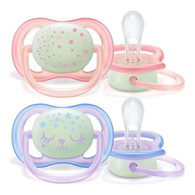 Philips Avent Ultra Air Night Orthodontic Pacifier Pink-Purple 0-6m 2 pieces