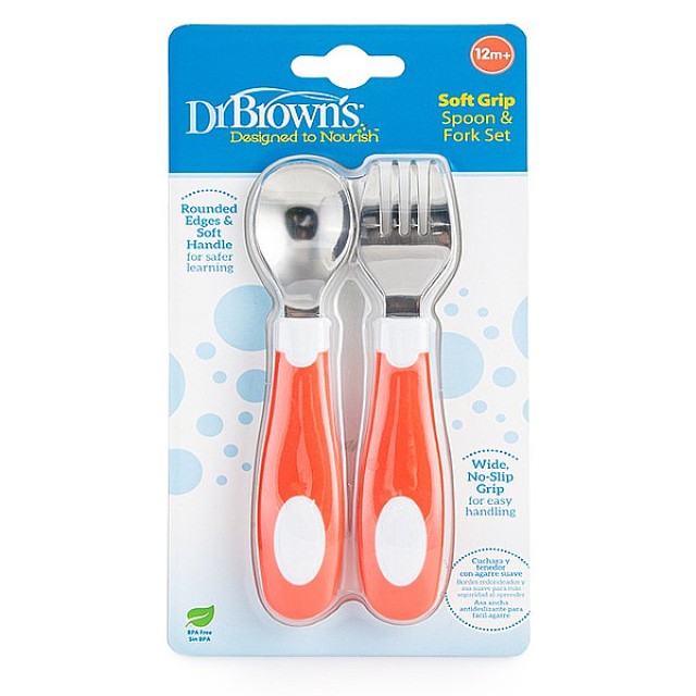 Dr. Brown's Coral Fork and Spoon Set 2 pieces