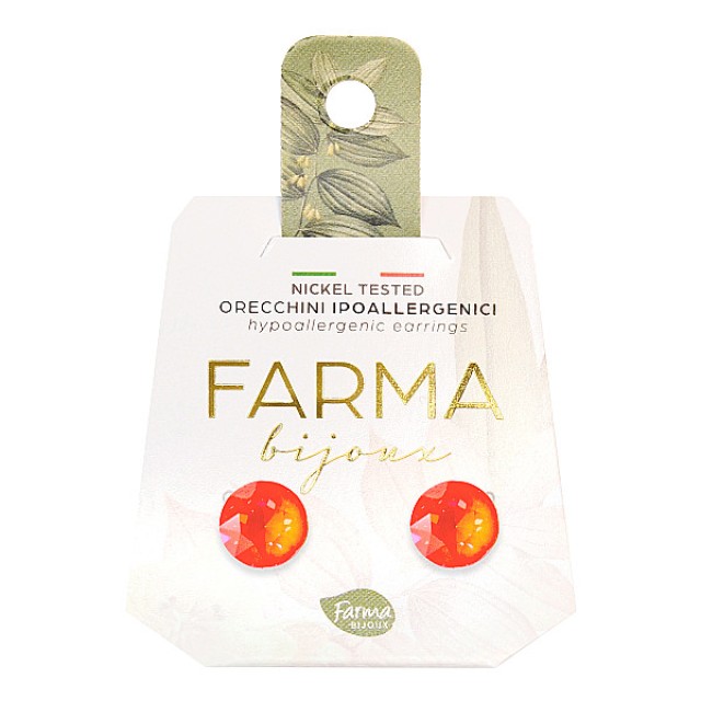 Farma Bijoux Υποαλλεγικά Σκουλαρίκια Κρύσταλλα Πορτοκαλί 8.3mm