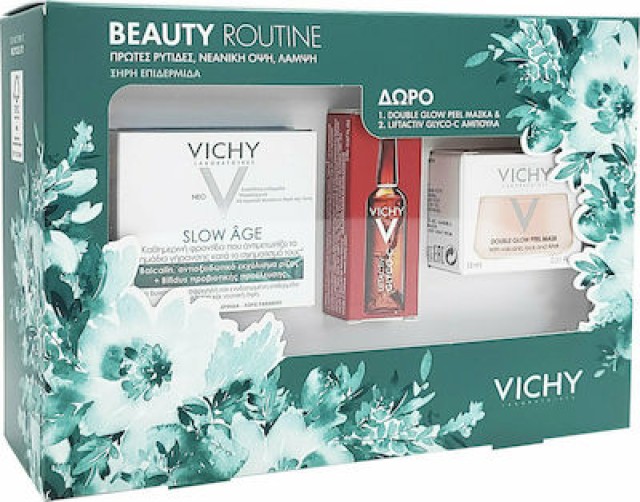 Vichy Beauty Routine Slow Age Cream Spf30 50ml, Liftactiv Glyco-c Night Peel 2ml & Mask Peel Double Eclat 15ml