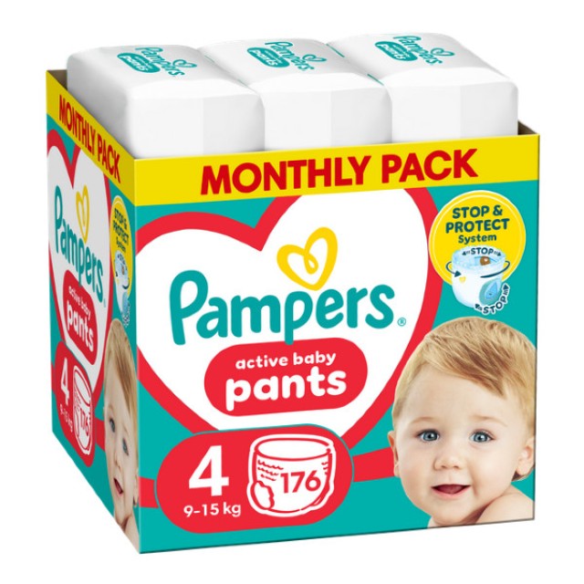 Pampers Monthly Pack Pants No. 4 (9-15 kg) 176 τεμάχια