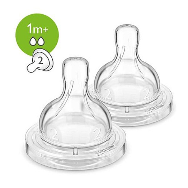 Philips Avent Classic Θηλή Αργής Ροής Κατά Των Κολικών 1m+ 2 τεμάχια