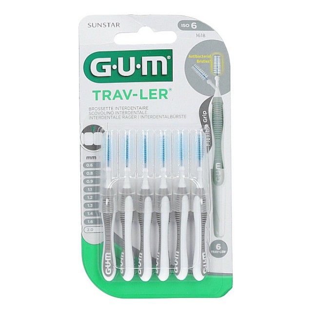 Gum Trav-ler Μεσοδόντια Bουρτσάκια 2.0mm Γκρι 6 τεμάχια