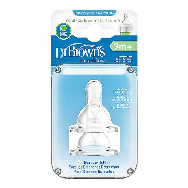 Dr. Brown's Options+ Silicone Nipples for Bottles with Narrow Neck Y-Cut 9m+ 2 pcs