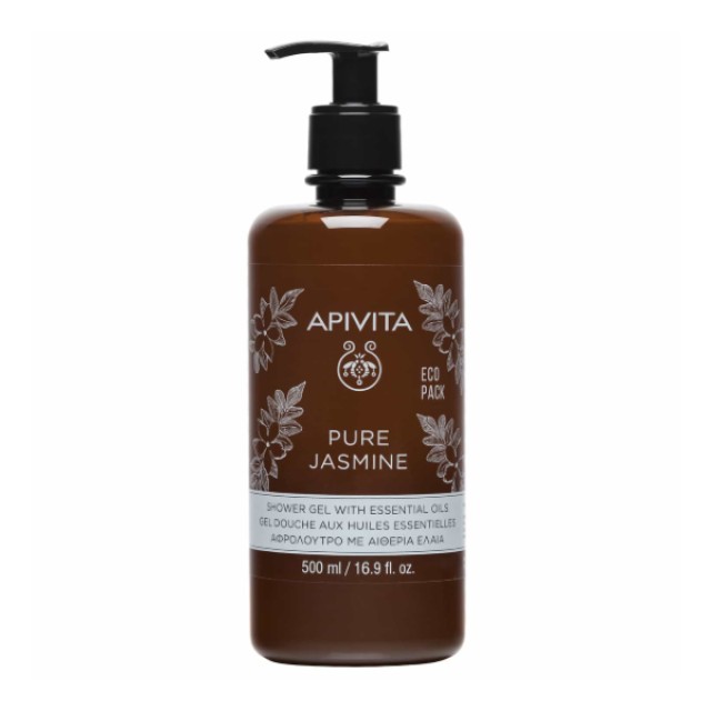 Apivita Pure Jasmine Shower Gel Shower Gel With Essential Oils Eco Pack 500ml
