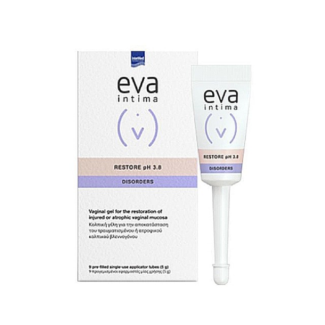 Intermed Eva Intima Restore pH 3.8 Disorders Vaginal Gel 9 Προγεμισμένοι Περιέκτες των 5g