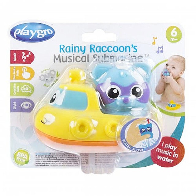 Playgro Rainy Racoons Musical Submarine 6m+