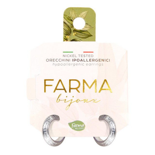 Farma Bijoux Υποαλλεργικά Σκουλαρίκια Κρίκοι Ασημί Ανάγλυφοι 12mm