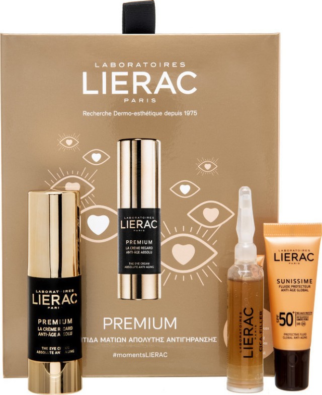 Lierac Premium Eyes Set Eye Cream 15ml & Cica Filler Serum 10ml & Sunissime Face Sun Protection Cream Spf50 10ml