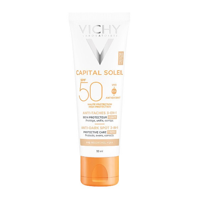 Vichy Capital Soleil 3-IN-1 Face Sunscreen Against Spots SFP50 with Color 50ml