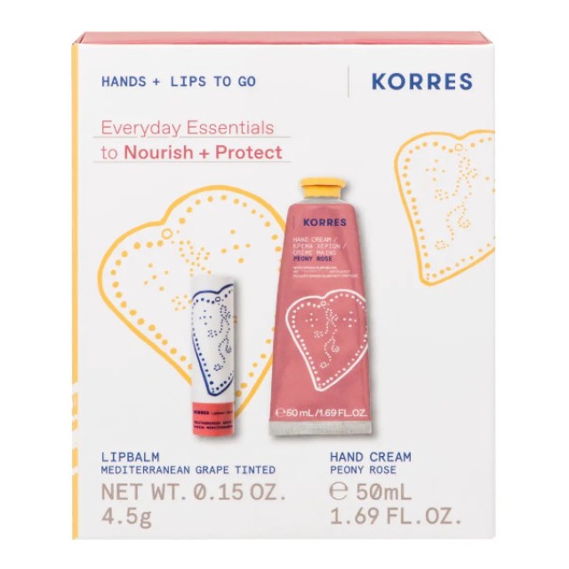 Korres Mediterranean Grape Tinted Lip Balm 4.5g & Peony Rose Hand Cream 50ml