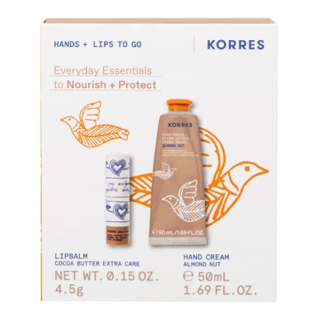 Korres Cocoa Butter Lip Balm 4.5g & Almond Nut Hand Cream 50ml