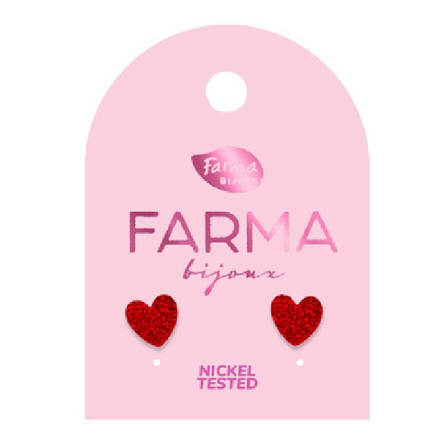 Farma Bijoux Earrings for Kids Acrylic Red Hearts 7.5mm