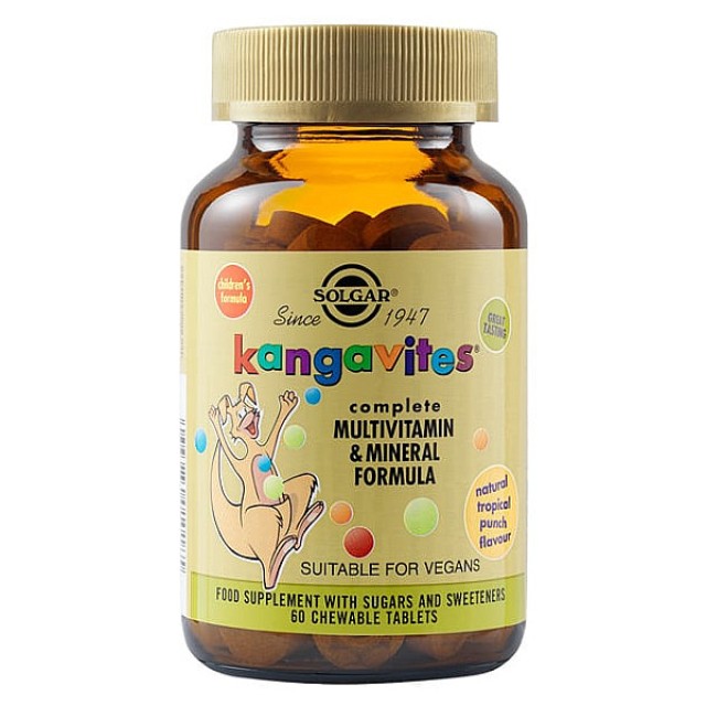 Solgar Kangavites Complete Multivitamin & Mineral Formula Tropical Punch 60 Chewable Tablets