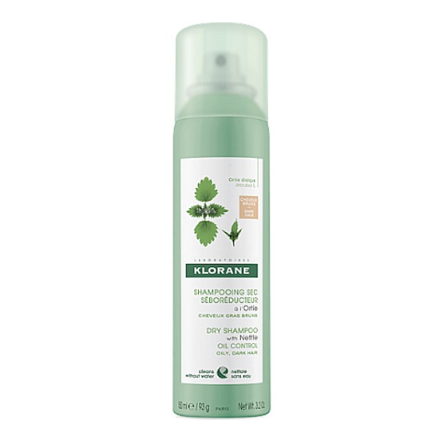 Klorane Ortie Dry Shampoo for Oily Brown/Black Hair with Nettle 150ml