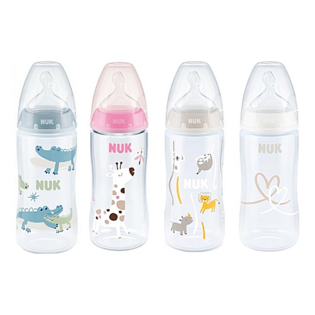 Nuk First Choice Plus Plastic Baby Bottle with Temperature Control Indicator Various Designs 6-18m 300ml