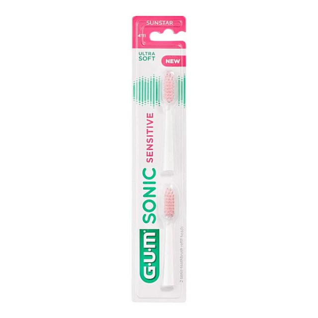 Gum Sonic Sensitive Κεφαλή Αντικατάστασης Ultra Soft White 2 τεμάχια