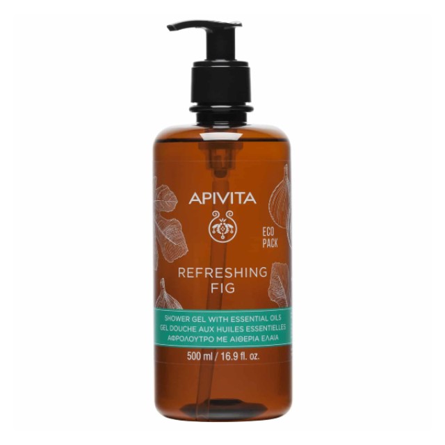 Apivita Refreshing Fig Shower Gel Shower Gel With Essential Oils Eco Pack 500ml