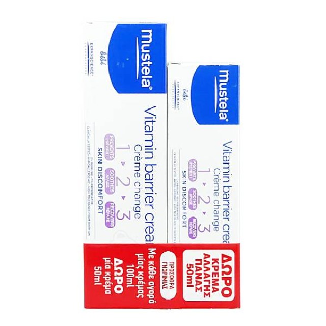 Mustela Vitamin Barrier Cream 1 2 3 100ml & Δώρο Συσκευασία 50ml
