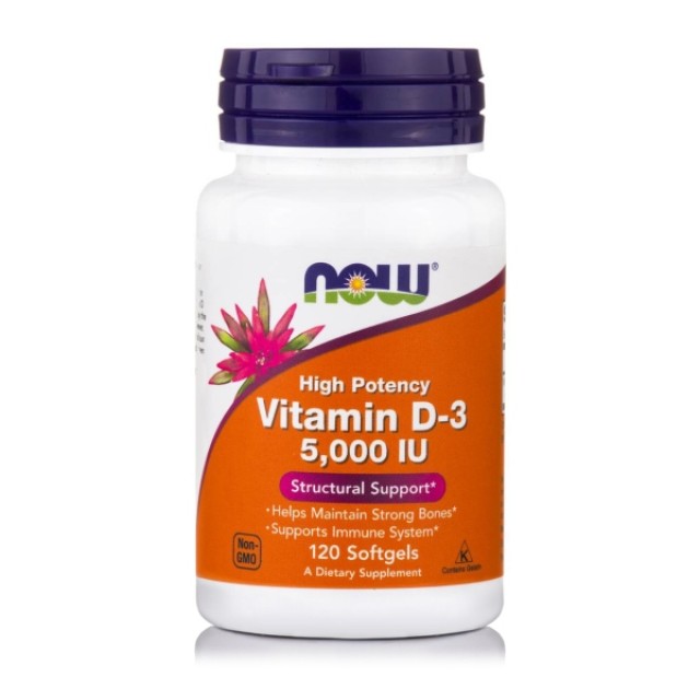 Now Foods Vitamin D3 5000IU 120 μαλακές κάψουλες