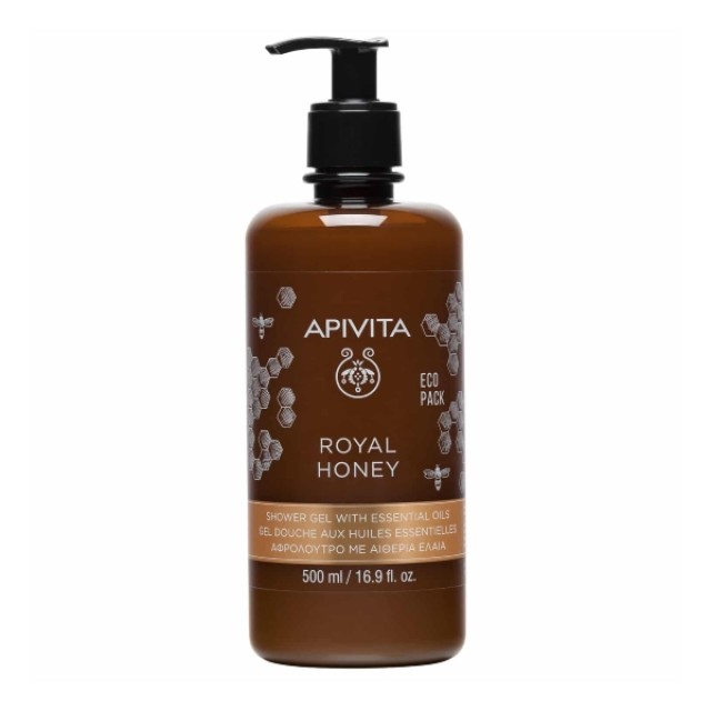 Apivita Royal Honey Shower Gel Αφρόλουτρο Με Αιθέρια Έλαια Eco Pack 500ml