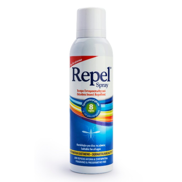 Uni-Pharma Repel Spray Άοσμο Εντομοαπωθητικό με Υαλουρονικό 150ml