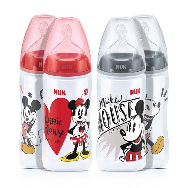 Nuk First Choice Plus Plastic Baby Bottle with Temperature Control Indicator Disney Mickey or Minnie 6-18m 300ml