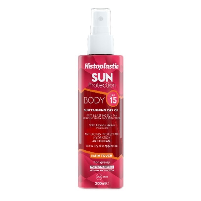 Histoplastin Sun Protection Tanning Dry Oil Body Satin Touch SPF15 200ml