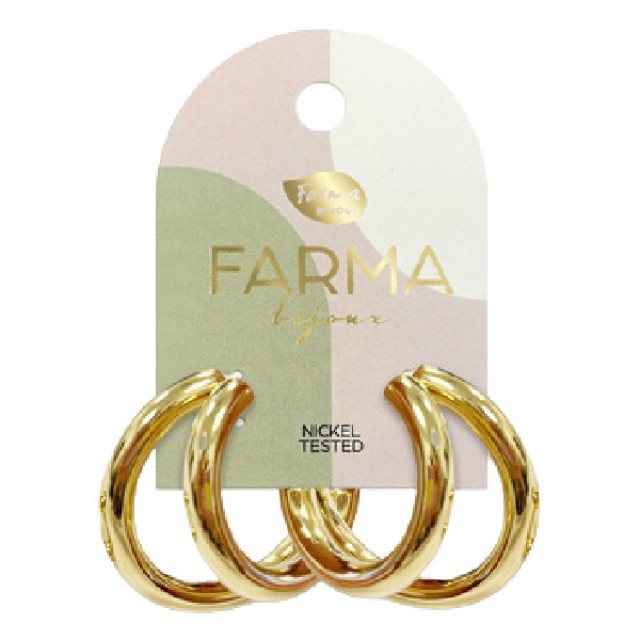 Farma Bijoux Earrings Large Double Gold Hoop 31mm