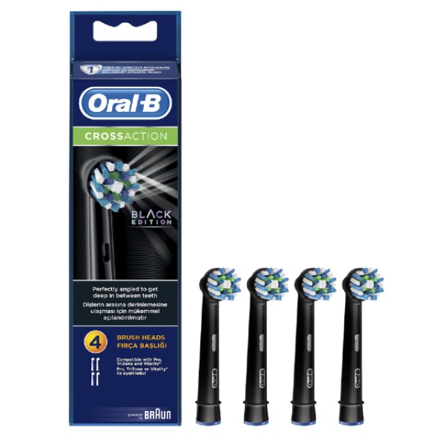Oral-B Cross Action Black Edition Replacement Heads 4 pieces