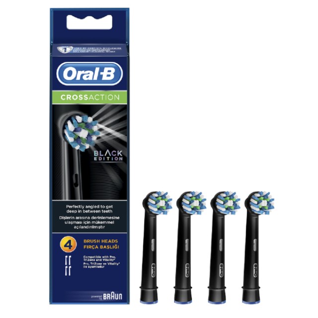 Oral-B Cross Action Black Edition Ανταλλακτικές Κεφαλές 4 τεμάχια