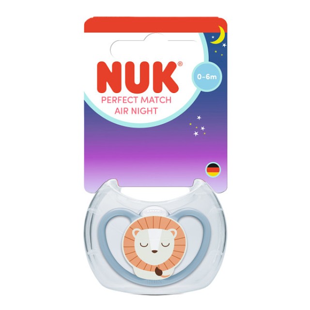 Nuk Perfect Match Air Night Silicone Soother 0-6m Lion 1 τεμάχιο